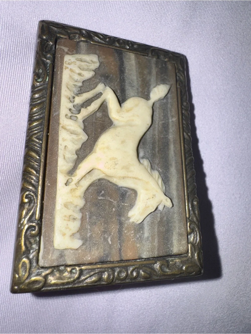 Vintage 1976 Incolay Studios Horse Belt Buckle Brass boho western